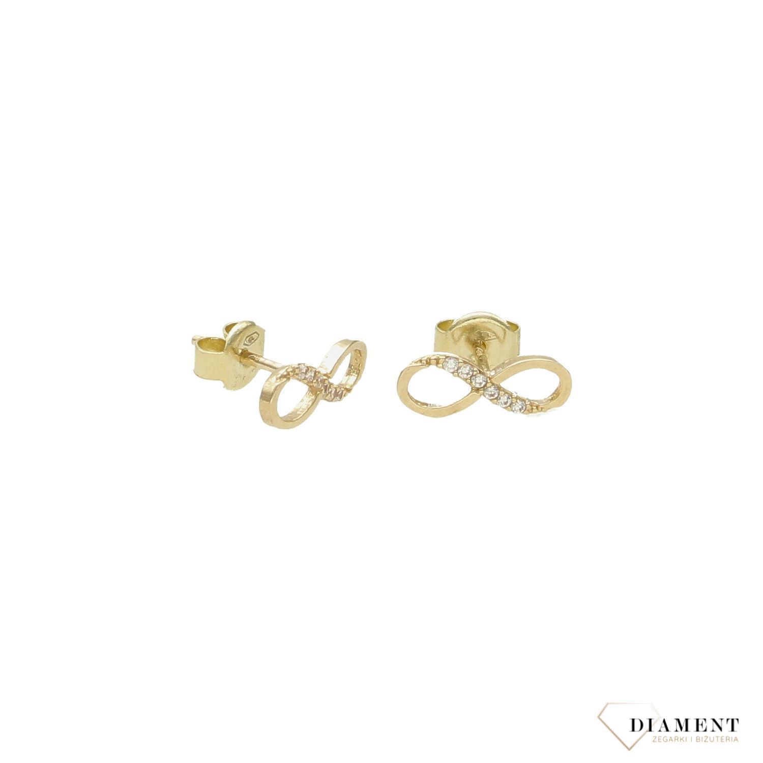 Złote kolczyki celebrytki ze znakiem nieskończoności KL 4548 (2).jpg